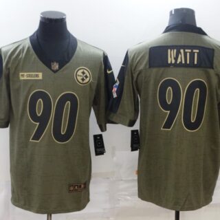 Men's Pittsburgh Steelers #90 T.J. Watt Nike Olive 2021 Salute To Service Limited Player Jersey