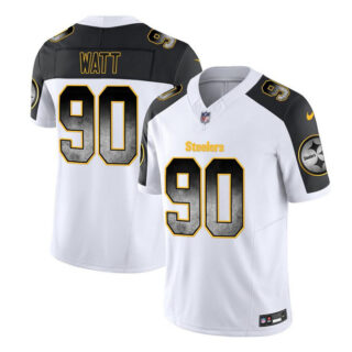 Men's Pittsburgh Steelers #90 T.J. Watt White Black 2023 F.U.S.E. Smoke Vapor Untouchable Limited Stitched Jersey