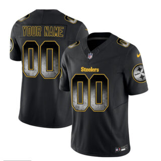 Men's Pittsburgh Steelers Active Player Custom Black 2023 F.U.S.E. Smoke Vapor Untouchable Limited Stitched Jersey