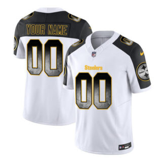 Men's Pittsburgh Steelers Active Player Custom White Black 2023 F.U.S.E. Smoke Vapor Untouchable Limited Stitched Jersey