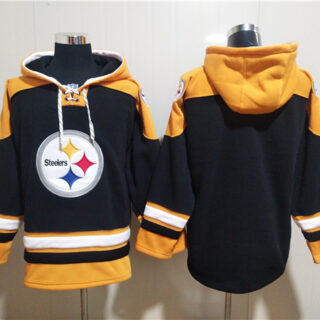 Men's Pittsburgh Steelers Bank Black Ageless Must-Have Lace-Up Pullover Hoodie