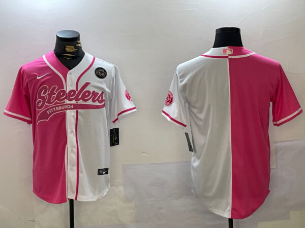 Men's Pittsburgh Steelers Blank 2024 Arctic Red White Salute To Service Stitched Baseball Jerseys