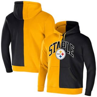 Men's Pittsburgh Steelers Gold Black Split Logo Pullover Hoodie