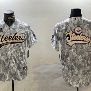 Men's Pittsburgh Steelers Team Big Logo 2024 Arctic Camo Salute To Service Stitched Baseball Jersey