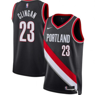 Men's Portland Trail Blazers #23 Donovan Clingan Black 2024 Draft Icon Edition Stitched Basketball Jersey