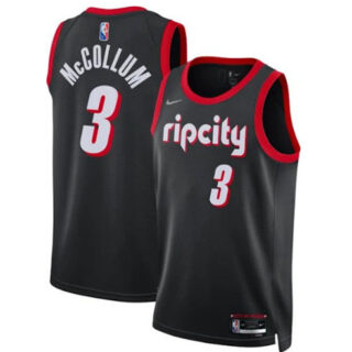 Men's Portland Trail Blazers #3 C.J. McCollum 2021 22 Black City Edition 75th Anniversary Stitched Basketball Jersey