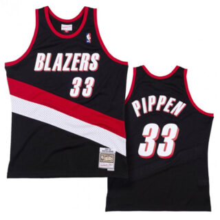 Men's Portland Trail Blazers #33 Scottie Pippen Black Throwback Stitched Jersey
