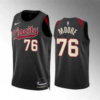 Men's Portland Trail Blazers #76 Taze Moore Black 2023 24 City Edition Stitched Basketball Jersey
