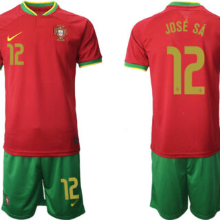 Men's Portugal #12 Jose Sa  Red Home Soccer Jersey Suit
