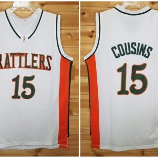 Men's Rattlers #15 DeMarcus Cousins White Orange Stitched Jersey