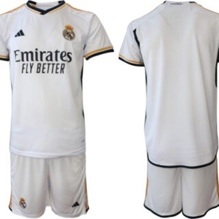 Men's Real Madrid Custom 23 24 White Home Soccer Jersey Suit