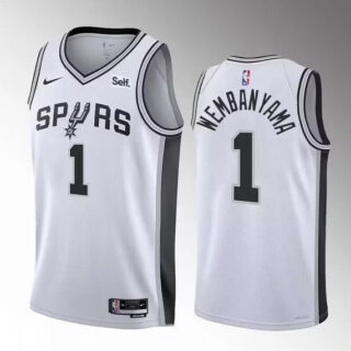 Men's San Antonio Spurs #1 Victor Wembanyama White 2022 23 Association Edition Stitched Basketball Jersey
