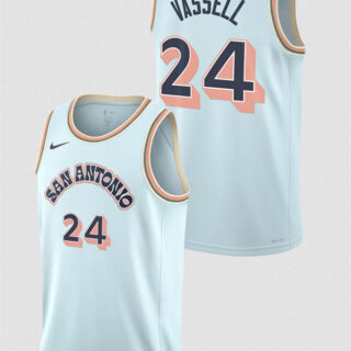Men's San Antonio Spurs #24 Devin Vassell Light Blue 2024 25 City Edition Stitched Basketball Jersey