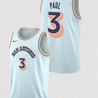 Men's San Antonio Spurs #3 Chris Paul Light Blue 2024 25 City Edition Stitched Basketball Jersey