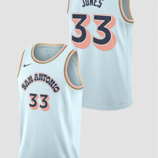 Men's San Antonio Spurs #33 Tre Jones Light Blue 2024 25 City Edition Stitched Basketball Jersey