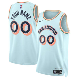 Men's San Antonio Spurs Active Player Custom Light Blue 2024 25 City Edition Stitched Basketball Jersey