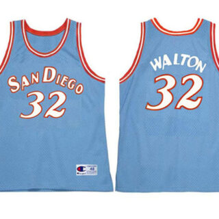 Men's San Diego Clippers#32 Bill Walton 1983 Blue Stitched Jersey