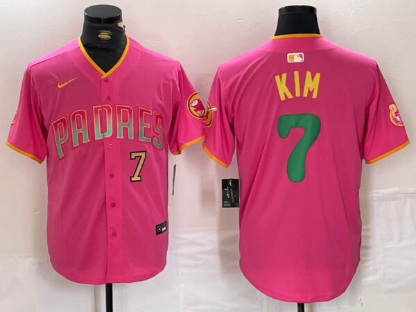 Men's San Diego Padres ##7 Ha-Seong Kim Pink Cool Base Stitched Baseball Jerseys