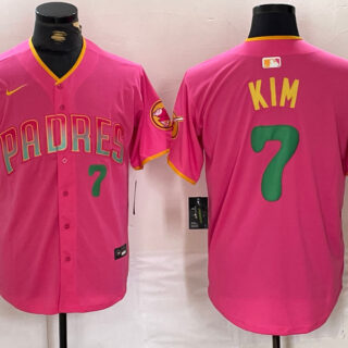 Men's San Diego Padres ##7 Ha-Seong Kim Pink Cool Base Stitched Baseball Jerseys