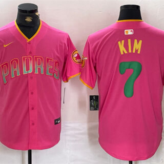 Men's San Diego Padres ##7 Ha-Seong Kim Pink Cool Base Stitched Baseball Jersey