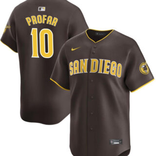 Men's San Diego Padres #10 Jurickson Profar Brown 2024 Away Limited Stitched Baseball Jersey