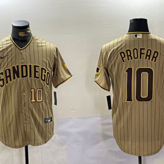 Men's San Diego Padres #10 Jurickson Profar Tan Cool Base Stitched Baseball Jerseys