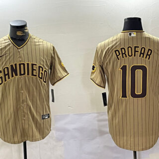 Men's San Diego Padres #10 Jurickson Profar Tan Cool Base Stitched Baseball Jerseys