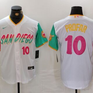 Men's San Diego Padres #10 Jurickson Profar White City Connect Cool Base Stitched Baseball Jerseys