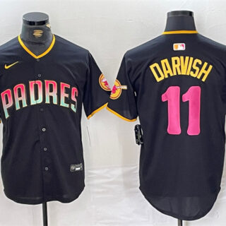 Men's San Diego Padres #11 Yu Darvish Black Cool Base Stitched Baseball Jersey