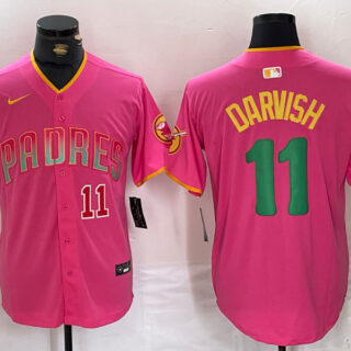 Men's San Diego Padres #11 Yu Darvish Pink Cool Base Stitched Baseball Jerseys
