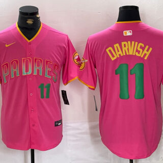 Men's San Diego Padres #11 Yu Darvish Pink Cool Base Stitched Baseball Jerseys
