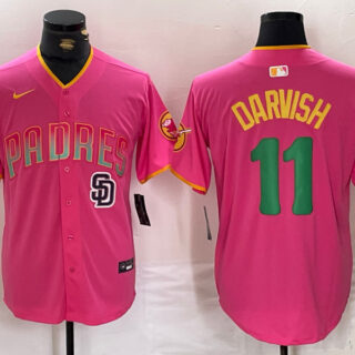 Men's San Diego Padres #11 Yu Darvish Pink Cool Base Stitched Baseball Jerseys