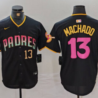 Men's San Diego Padres #13 Manny Machado Black Cool Base Stitched Baseball Jerseys