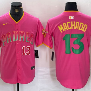 Men's San Diego Padres #13 Manny Machado Pink Cool Base Stitched Baseball Jerseys