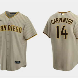 Men's San Diego Padres #14 Matt Carpenter Tan Cool Base Stitched Jersey