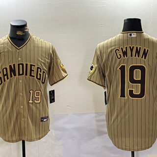 Men's San Diego Padres #19 Tony Gwynn Tan Cool Base Stitched Baseball Jerseys