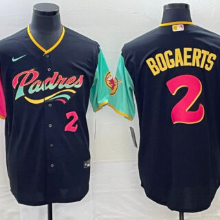 Men's San Diego Padres #2 Xander Bogaerts 2022 Black City Connect With Patch Cool Base Stitched Baseball Jersey