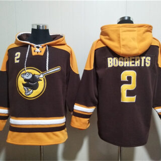 Men's San Diego Padres #2 Xander Bogaerts Brown Gold Ageless Must-Have Lace-Up Pullover Hoodie