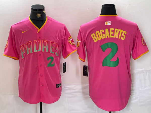 Men's San Diego Padres #2 Xander Bogaerts Pink Cool Base Stitched Baseball Jerseys