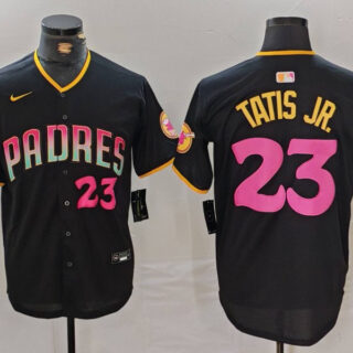 Men's San Diego Padres #23 Fernando Tatis Jr. Black Cool Base Stitched Baseball Jerseys