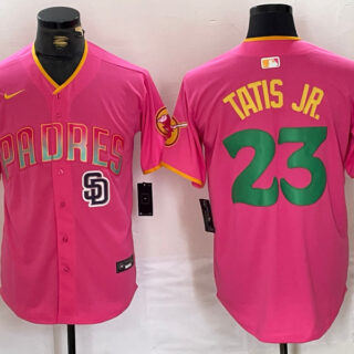 Men's San Diego Padres #23 Fernando Tatis Jr. Pink Cool Base Stitched Baseball Jerseys