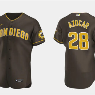 Men's San Diego Padres #28 José Azócar Brown Flex Base Stitched Baseball Jersey