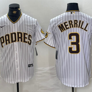 Youth San Diego Padres #3 Jackson Merrill White Cool Base Stitched Baseball Jersey