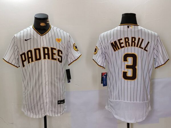 Men's San Diego Padres #3 Jackson Merrill white Cool Base Stitched Baseball Jerseys