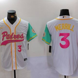 Men's San Diego Padres #3 Jackson Merrill white Cool Base Stitched Baseball Jerseys