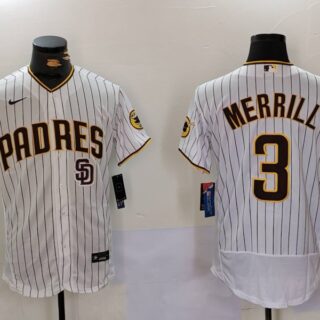 Men's San Diego Padres #3 Jackson Merrill white Cool Base Stitched Baseball Jerseys