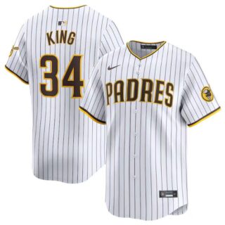 Men's San Diego Padres #34 Michael King White 2024 Home Limited Stitched Baseball Jersey