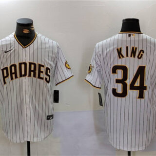 Men's San Diego Padres #34 Michael King White Cool Base Stitched Baseball Jersey