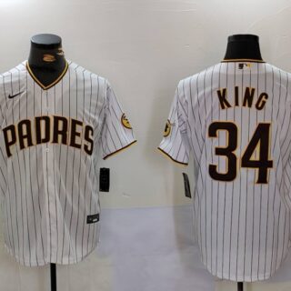 Men's San Diego Padres #34 Michael King White Cool Base Stitched Baseball Jerseys