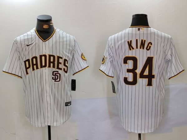 Men's San Diego Padres #34 Michael King White Cool Base Stitched Baseball Jerseys